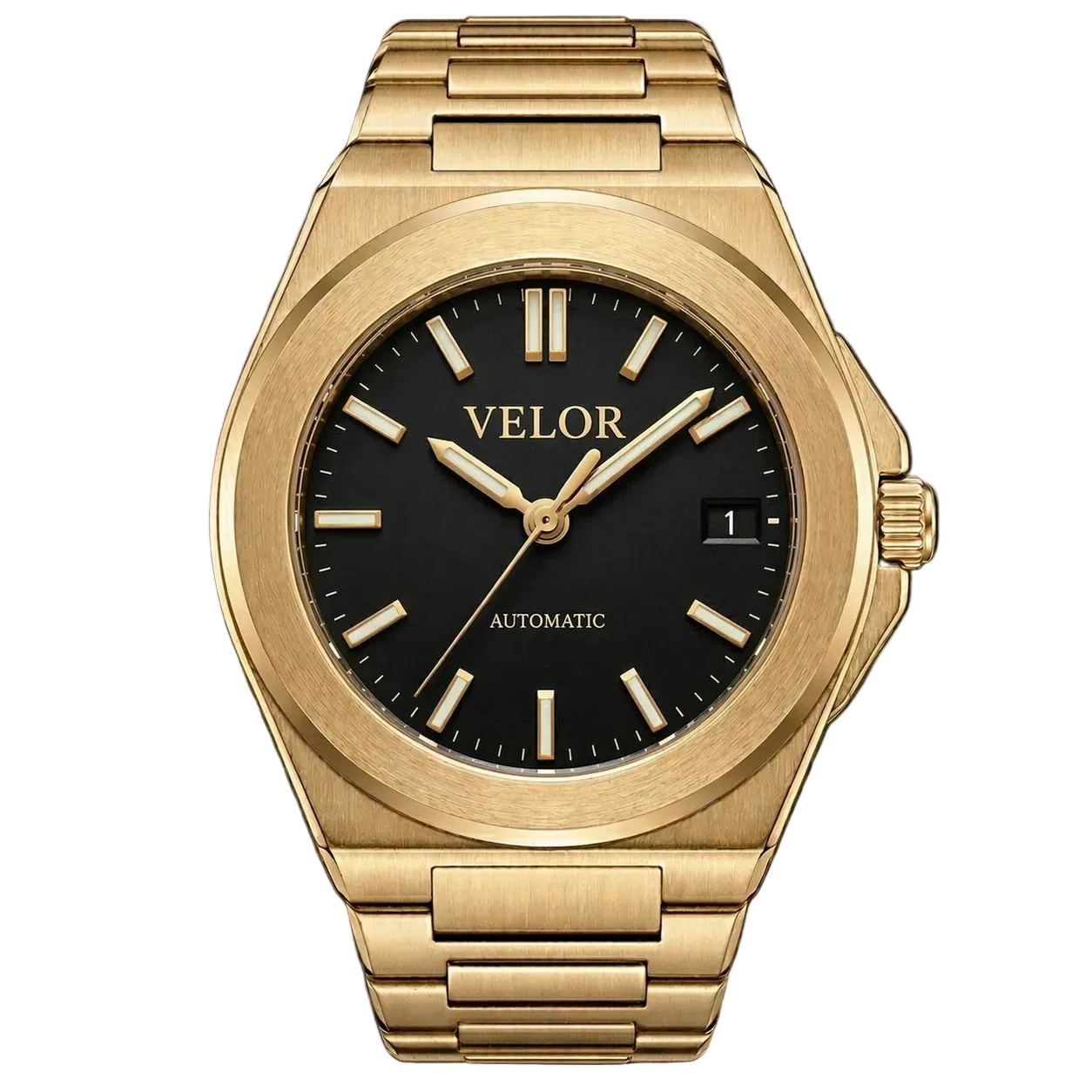 Velior Octa Steel Gold Black Dial