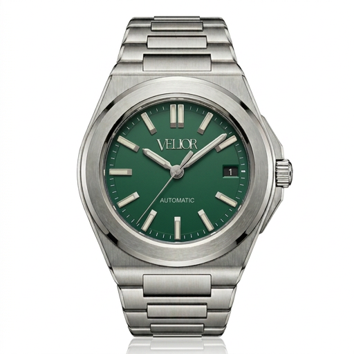 Velior Octa Silver Steel Green Dial