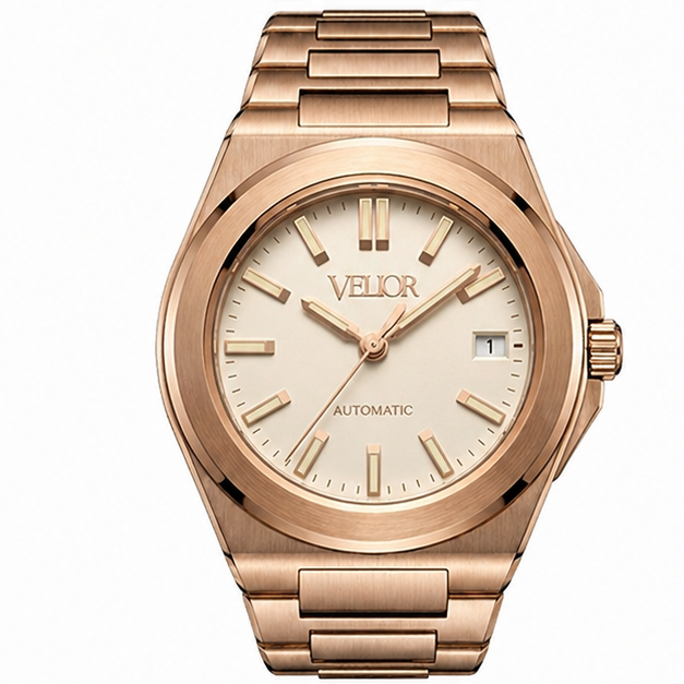Velior Octa Rose Gold White Dial Steel