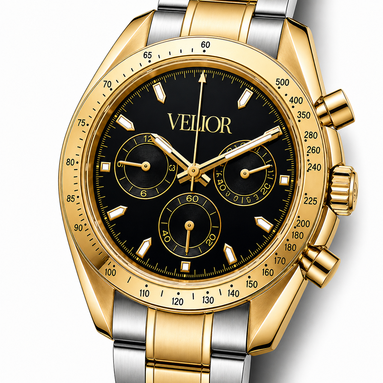 Velior Chronis Gold Silver Two-Tone Black Dial