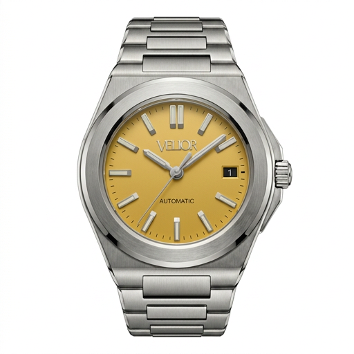 Velior Octa Silver Steel Yellow Dial
