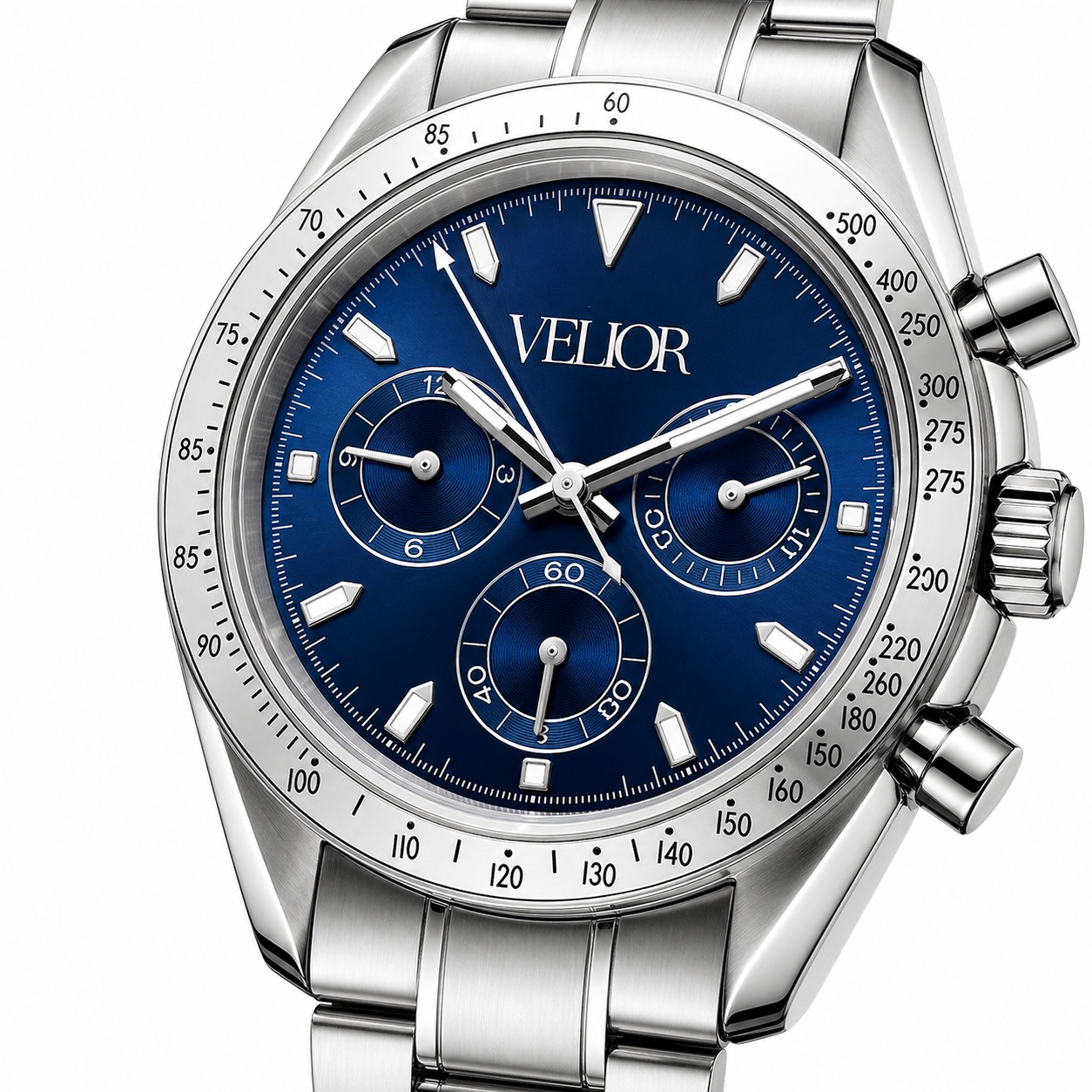Velior Chronis Silver Deep Blue Dial