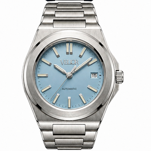 Velior Octa Silver Steel Tiffany Blue Dial
