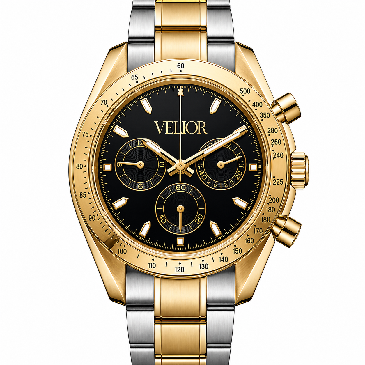 Velior Chronis Gold Silver Two-Tone Black Dial