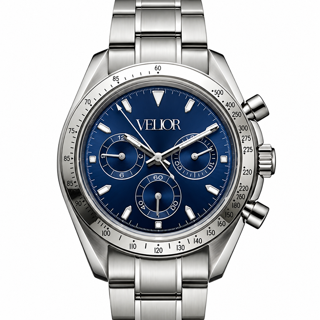 Velior Chronis Silver Deep Blue Dial