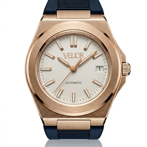 Velior Octa Rose Gold White Dial (Blue Rubber Band)
